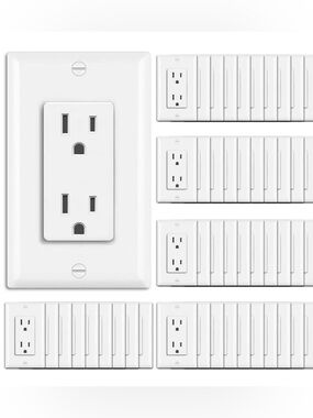 Bestten 50-Pack 15 Amp Receptacle Outlet, Ul Listed Electrical Wall Outlet | Non